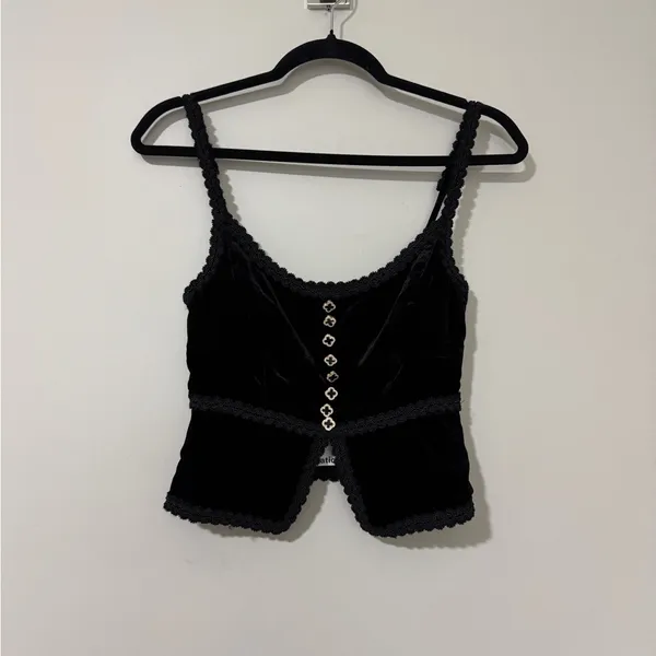 NWT Reformation Minna Velvet Top Black Size 0 - Image 3