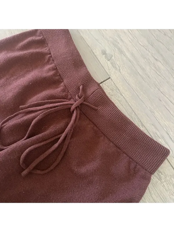 Sweater Set Women's Two Piece Long Sleeve Knit Top Brown - Image 12