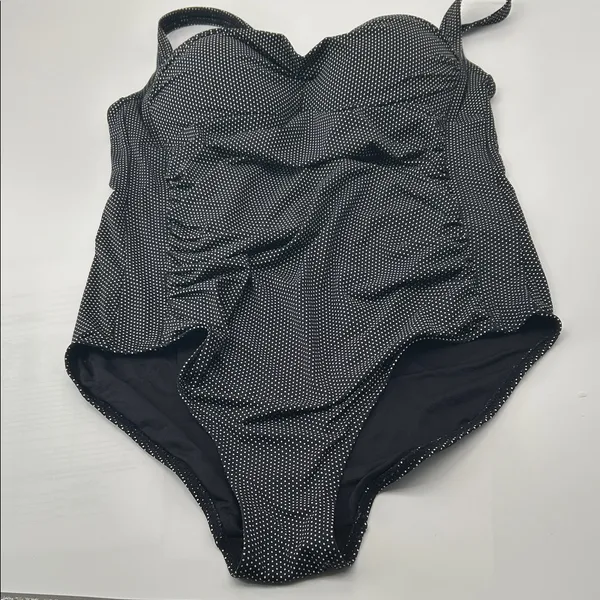 Elegant Black and White Polka Dot Women's One Piece Swimsuit - Image 13