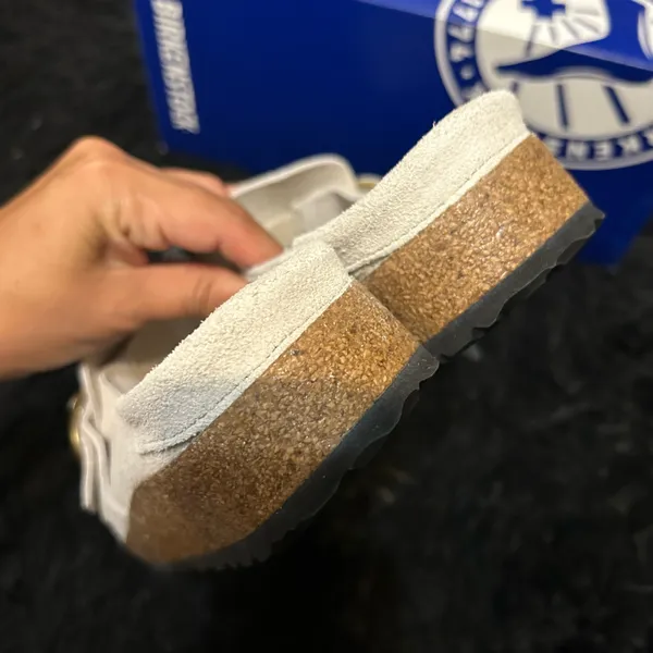 BIRKENSTOCK Buckley white leather mules clogs slip on shoes new - Image 4