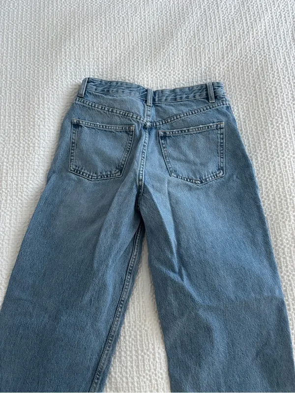 Zara medium Blue High-Rise Distressed Straight Jeans - Image 5