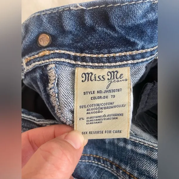 Miss Me JW5307B7 Low Rise Bootcut Jeans Y2K Western Rhinestone Embellished Sz 30 - Image 9