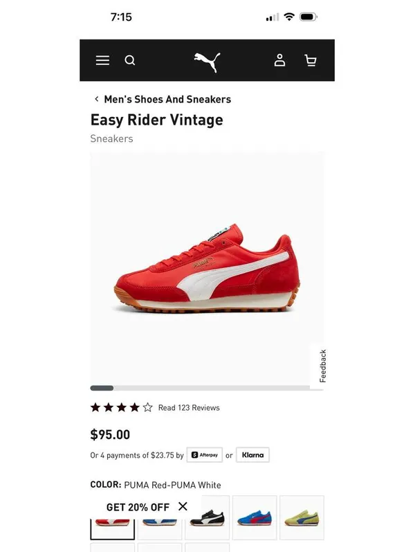 Puma Easy Rider Red and White Sneakers us 6/uk3.5 - Image 8