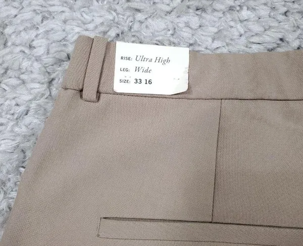 Abercrombie Ultra High Rise Wide Leg Pleated Front Pants Beige Tan Size 16 33 - Image 3