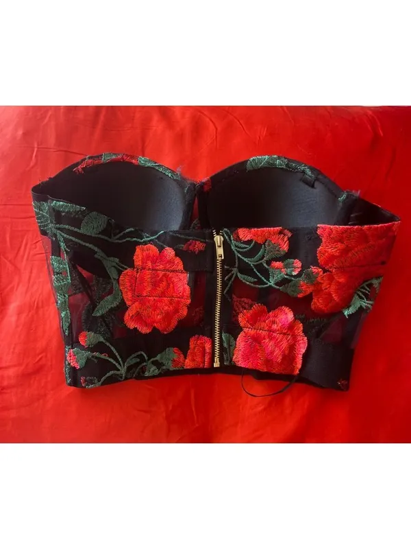 Jagger & Stone Frida Rose Mesh Bustier Corset, Whimsigoth sz0 - Image 5
