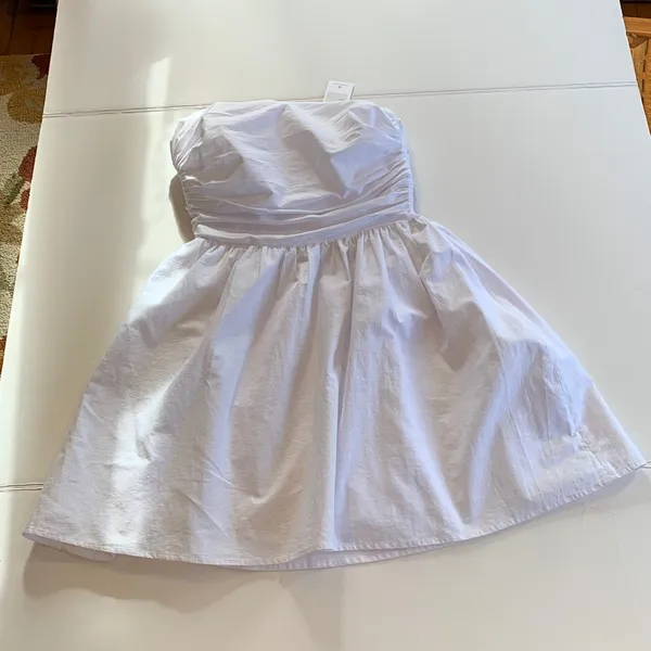 NEW Rhythm. Women’s Large White Strapless Cotton Linen Blend Mini Dress - Image 7