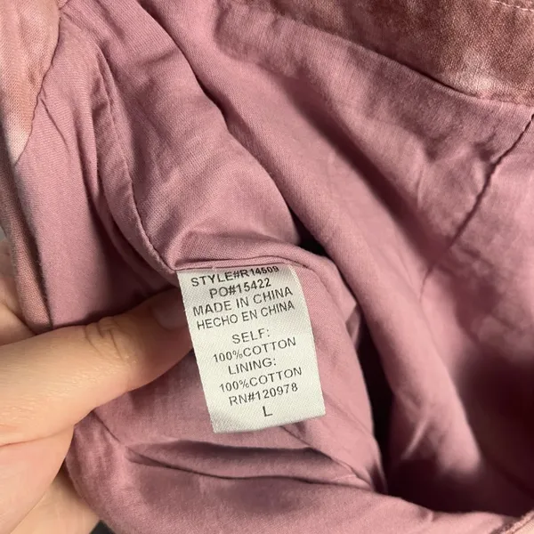 Fourteenth & 9th strapless ruched pink tie dye jumpsuit size large cotton - Image 7