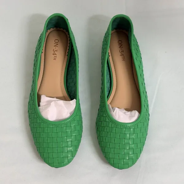 On 34th Size-6M‎ Women's Friyaa Woven Ballet Flats Green - Image 8