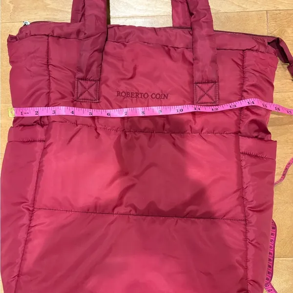 Roberto Coin tote nylon bag red side pockets - Image 3