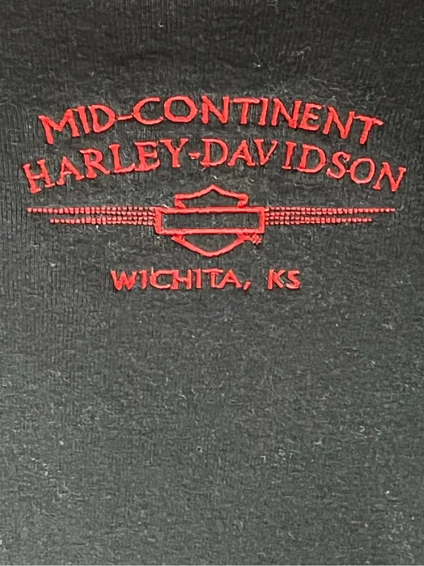 Harley-Davidson Mid-Continent Wichita KS Black Flame Women’s Graphic T-Shirt XL - Image 5
