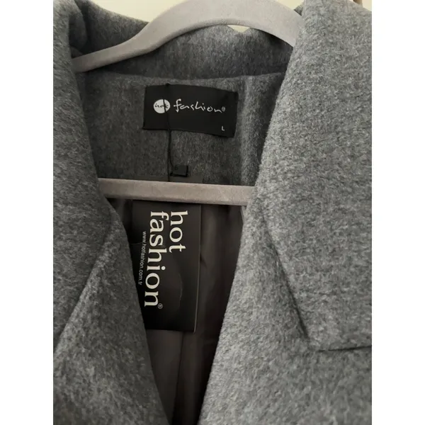 NWT Hot Fashion Gray Long Wool Blend Coat Double Breasted Maxi Coat M - Image 9