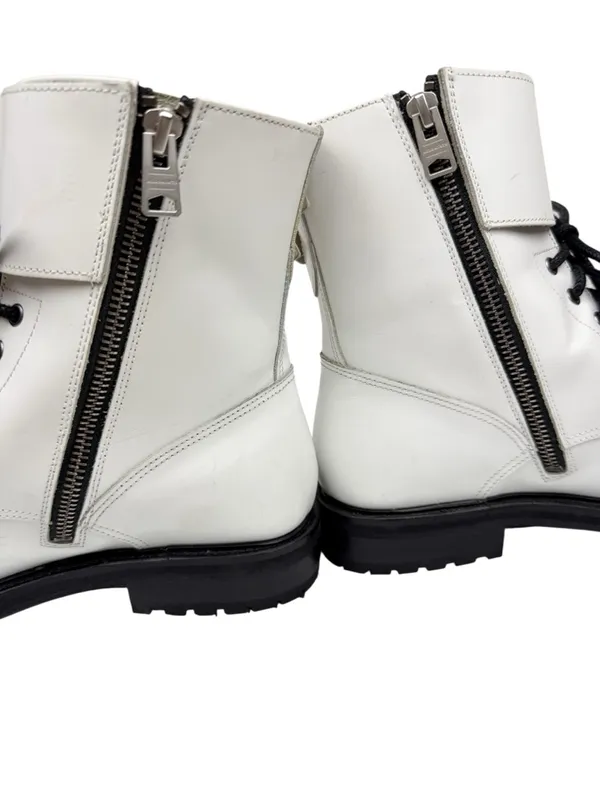 Allsaints Brigade White Leather Combat Boots Size 39 US 9 - Image 8