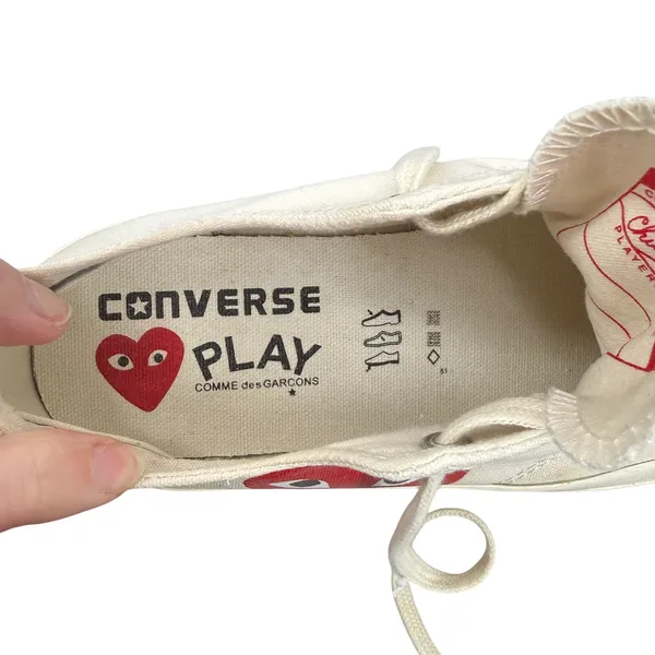 Comme des Garçons‎ PLAY x Converse Chuck 70 Low Cream Heart Sneakers Womens 7.5 - Image 6