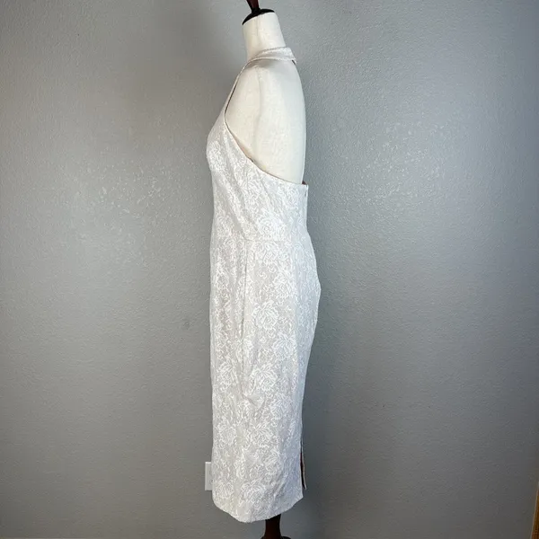 Dress The Population Cassie Halter Midi Dress Size XL White Floral‎ Lace Sequin - Image 3