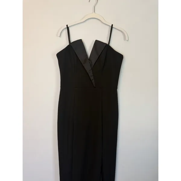 Betsy & Adam Black Tux Detail Strapless Column Gown Size 10 $239 NEW - Image 8