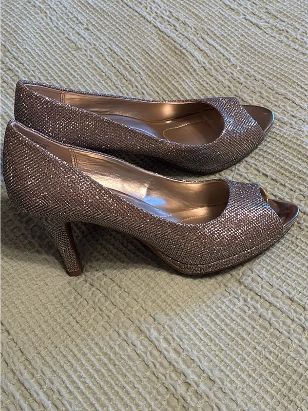Bandolino Shimmering Bronze Peep-Toe Heels - Image 2