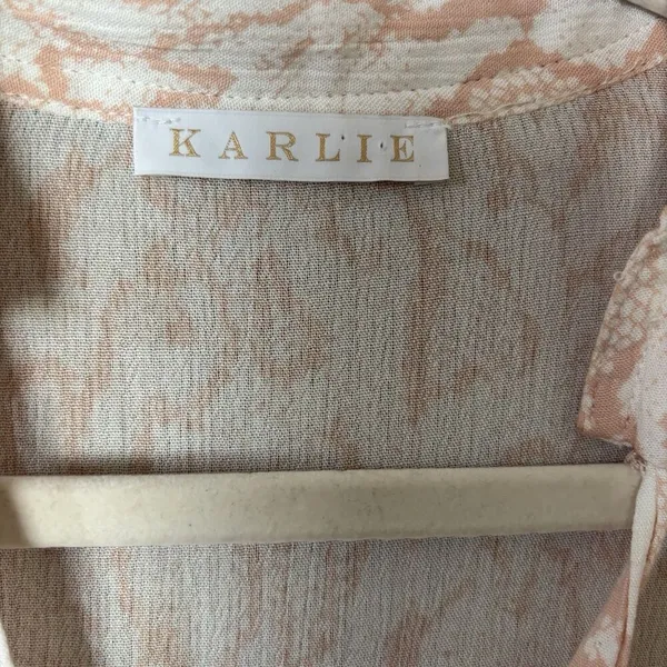 KARLIE Tiered Flutter Tunic Dress Womens Medium Multicolor Print Fairy Gauze - Image 7