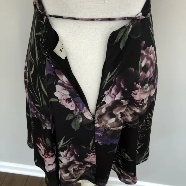 Fame and Partners Dress Floral Strappy Fit & Flare Strappy Purple Black Green - Image 8