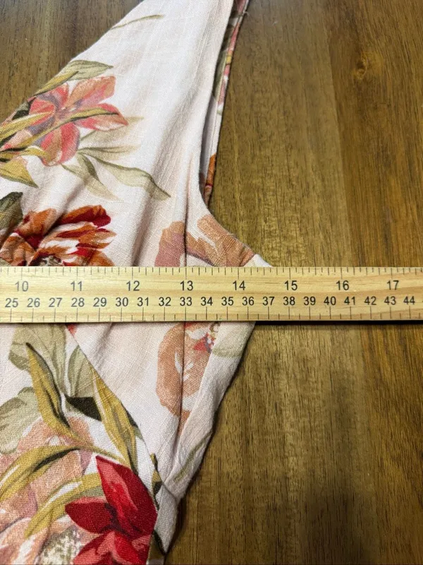 Anthropologie Paper Heart Maxi Dress Womens XS Rose Floral Linen Blend V Neck Flattering - Image 7