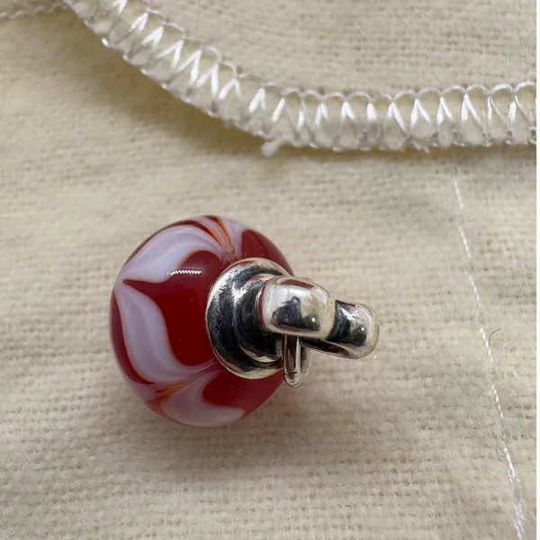 James Avery Retired Red White Art Glass Finial Heart Charm Sterling Silver Rare - Image 9