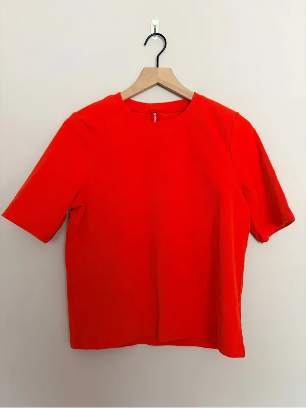 SPANX Ribbed Knit Crewneck Tee Sunset Coral XL - Image 2