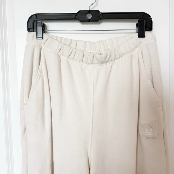 Free People Balloon Knit Joggers Size Large Ivory Lounge Athleisure Baggy - Image 2