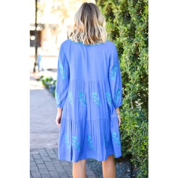 J. Marie NWT Blue Floral The Madeline Embroidered Mini Dress Size XS - Image 2