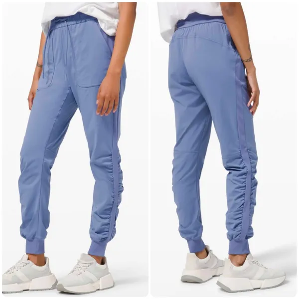 Lululemon Womens Water Drop Blue Beyond the Studio Ruched Athleisure Jogger 10 - Image 2