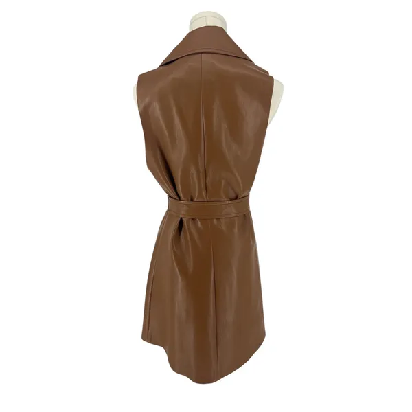 Alice +‎ Olivia NWT Rozlynn Camel Vegan Leather Belted Vest Mini Dress XS - Image 12