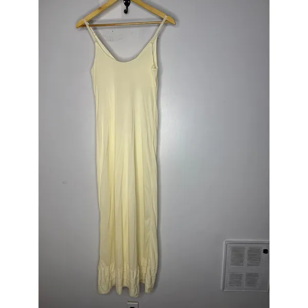 Lorraine butter yellow nylon maxi slip dress‎ size 36 - Image 2