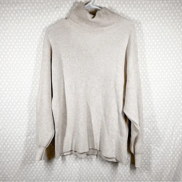 Free‎ People Cream Ribbed Softly Structured Tunic Sweater - Image 2