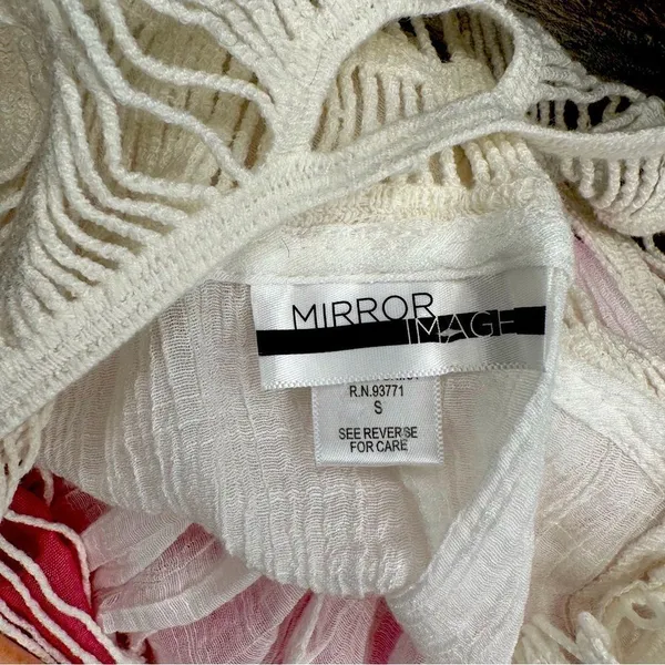 Mirror Image Ombré Pink and White Crochet Shift Cover-Up Dress - Image 3