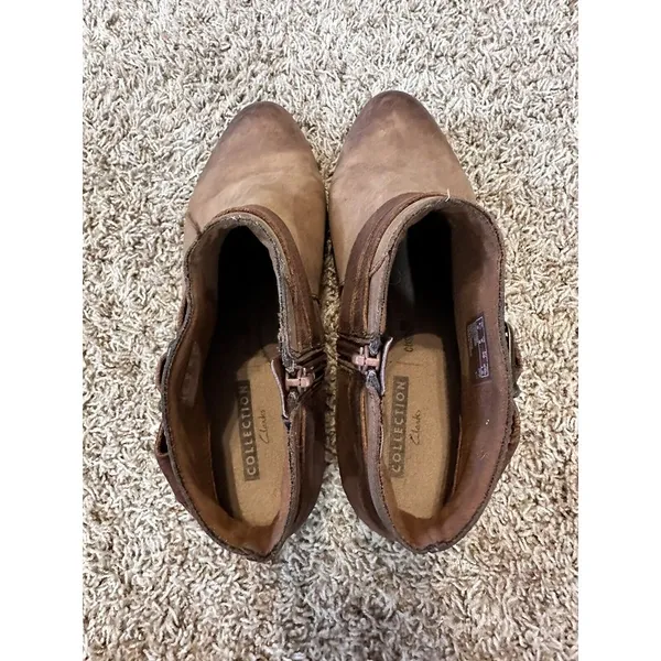 Clarks Collection Ankle Boots Booties Shoes Size 8 Brown‎ Buckle - Image 6