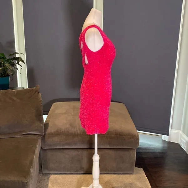 Women’s Sequined One Shoulder Short Pink Party or Prom Dress Size 4 - Image 6