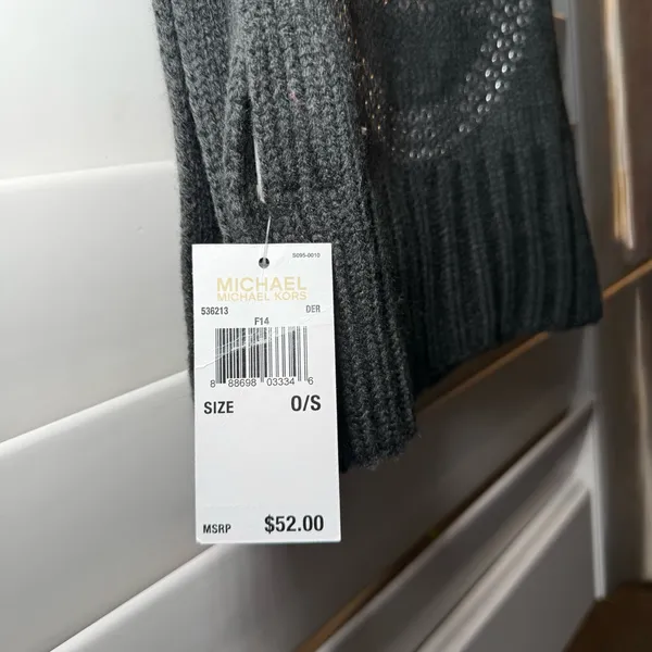 Michael Kors Charcoal Scarf with Silver Logo - Image 2
