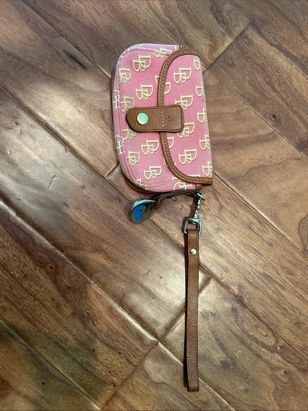Dooney & Bourke Vintage Mini Pink Monogram Flap Wristlet - Image 2