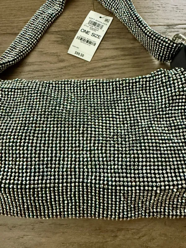 INC Soft Shoulder Black & White Studded Shoulder Bag - Image 2