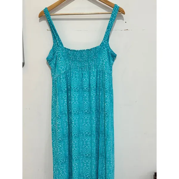 Fresh Produce Blue Geometric Print Maxi Dress Large Boho Beach Vacation - Image 7
