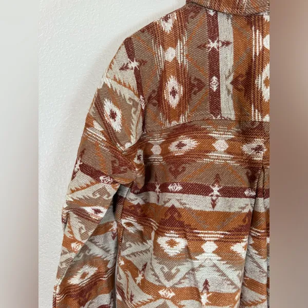 ROCK & ROLL Denim Southwestern Western Jacquard Shacket Shirt Jacket Medium $80 - Image 9