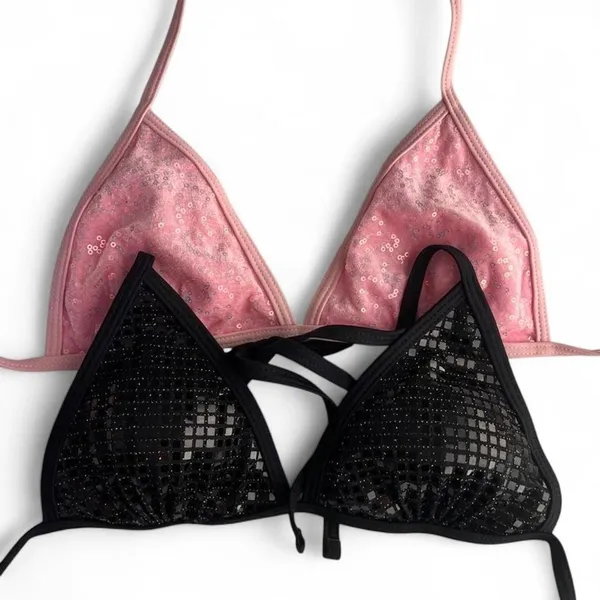 Shein Women's Pink and Black Bikini-and-tankini-tops - Image 2