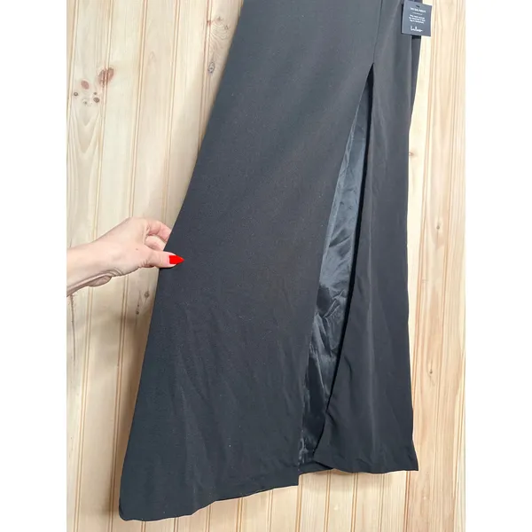 Lulus Keep It Interesting Black Asymmetrical Cutout Halter Dress Holiday Large - Image 4
