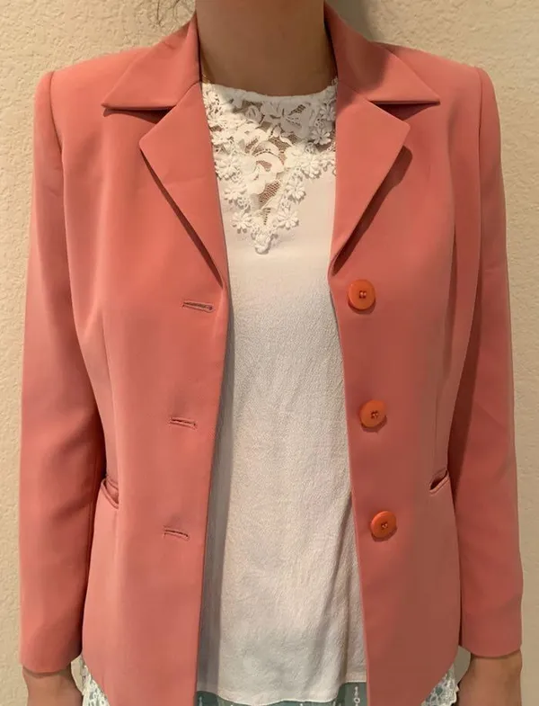 Vintage Pink Blazer Size 4 - Image 2
