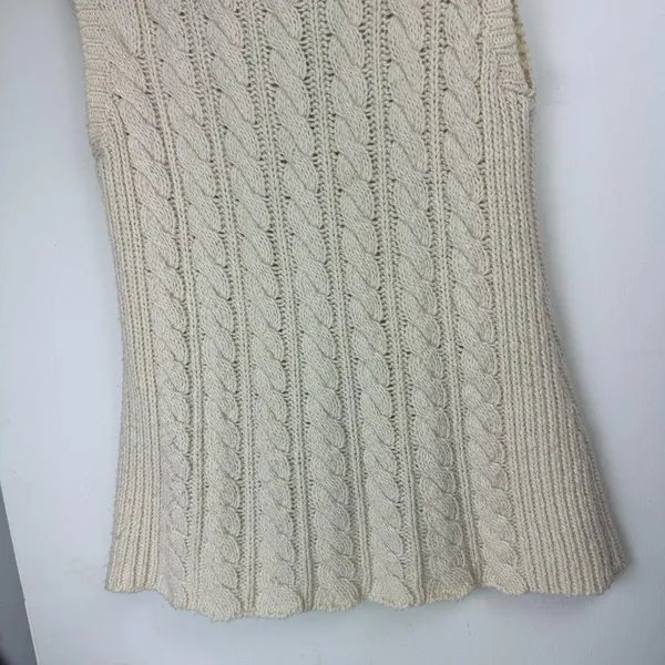 Eddie Bauer Cable Knit Sweater Vest Cardigan Sz Large Wool Blend Button Front - Image 13