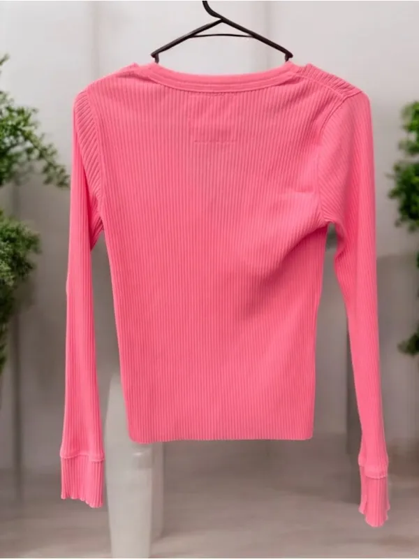 Aerie Ribbed V-Neck Henley Small - Image 3