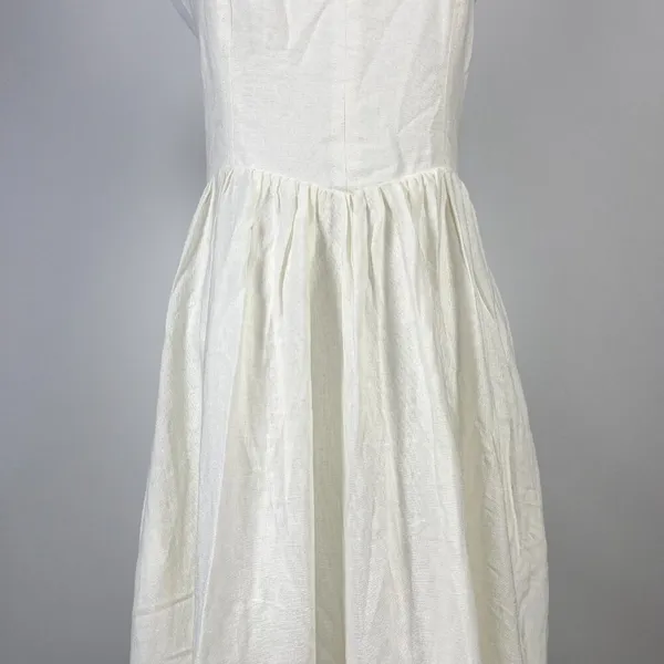 NWOT Farm Rio Stretch Linen Blend Cami Maxi Dress Size S Classic Off White - Image 11