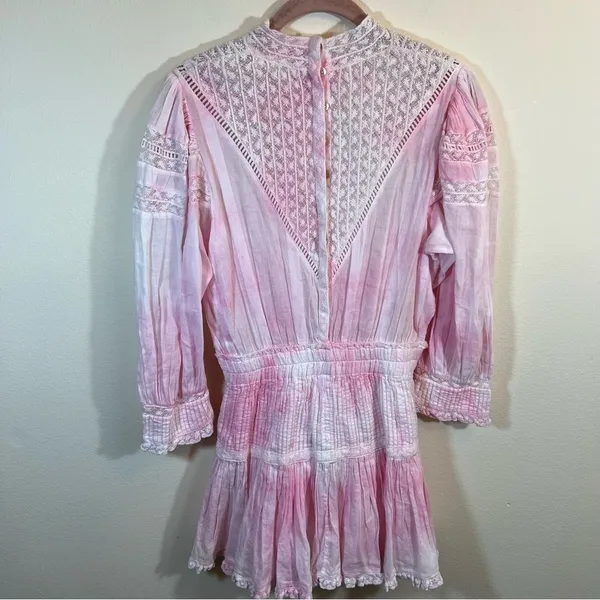 LoveShackFancy Viola Mini Dress Island Pink‎ Hand Tie Dye P - Image 10