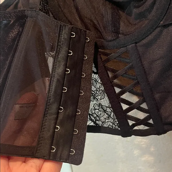 Victoria’s Secret Dream Angels Black Corset Bra Velvet Velour Small Black Goth - Image 9