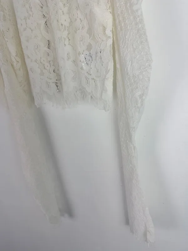 NWOT Naked Wardrobe The Statement Puff Sleeve Lace Crop Top Size Small S NEW - Image 4
