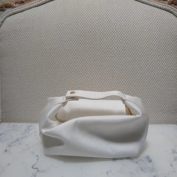 Dior White Makeup Cosmetic Trousse Pouch Bag Top Handle Clutch New No Tag - Image 2