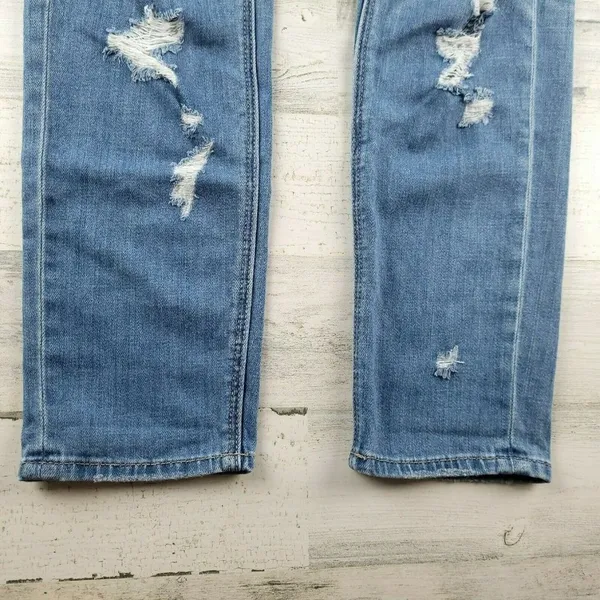 American Eagle Tomgirl Distressed Jeans Womens 4 Regular Light Wash Tapered - Image 4